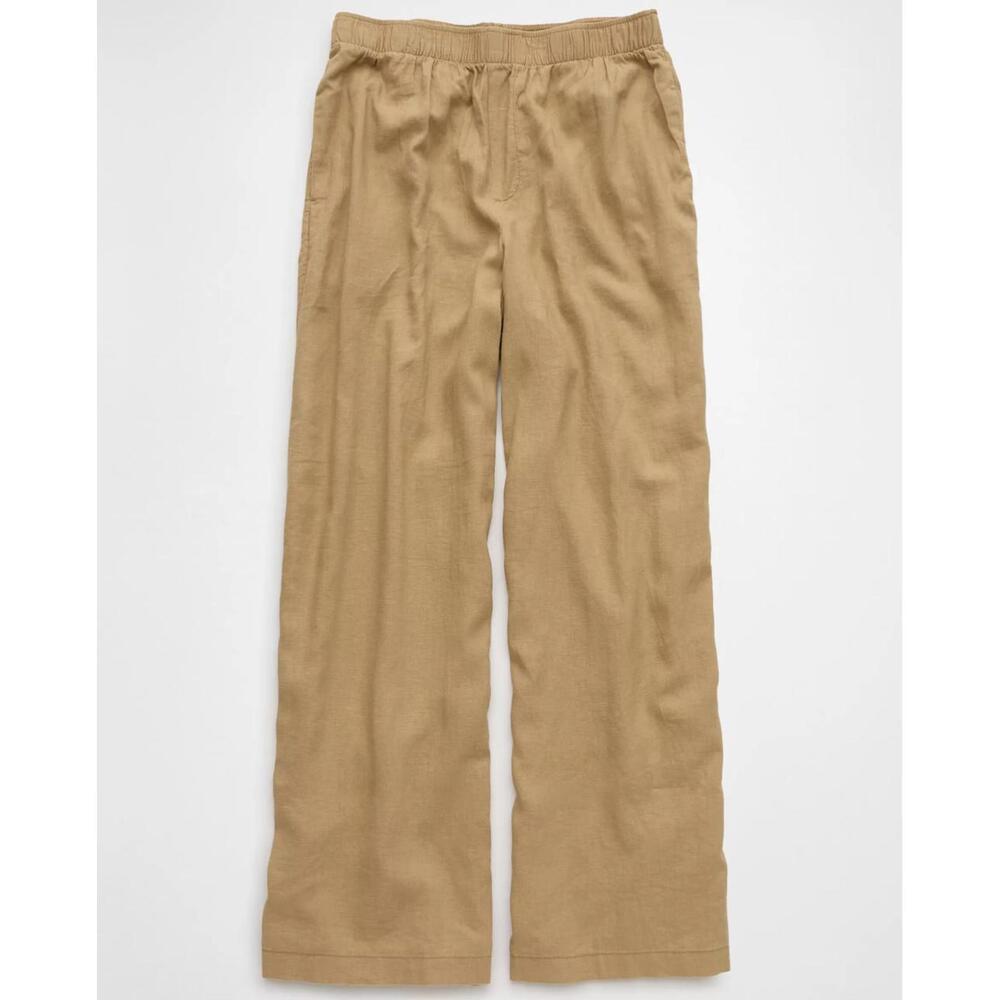 AE Tan Linen-Blend Pull-On High-Waisted Pants American Eagle Camel - Picture 6 of 6
